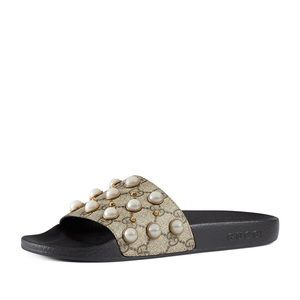 Gucci GG supreme Pearl stud Slides 37 sandals